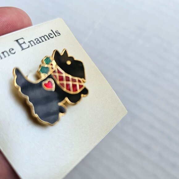 Scottie Terrier Dog Brooch Pin Fine Enamels Glossy Black Fish Enterprises - Picture 6 of 11